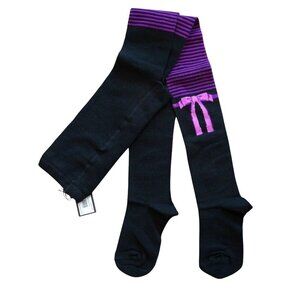 NWT Little Marc Jacobs Girls Bow Tights Black & Purple Size 12A